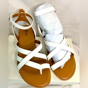 NIB White Sandals with Ankle Strap 7